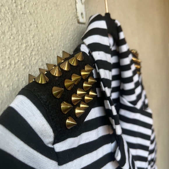 Valia single button jacket B/W stripe blazer - Picture 3 of 13